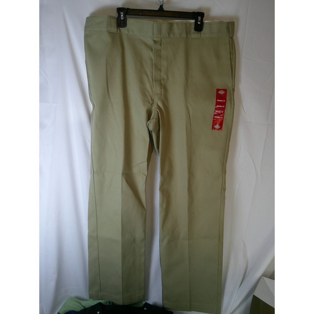 Dickies 874 Original Fit Flex Work Pants Mens 42x30 Khaki Tan Straight‎ Leg NEW